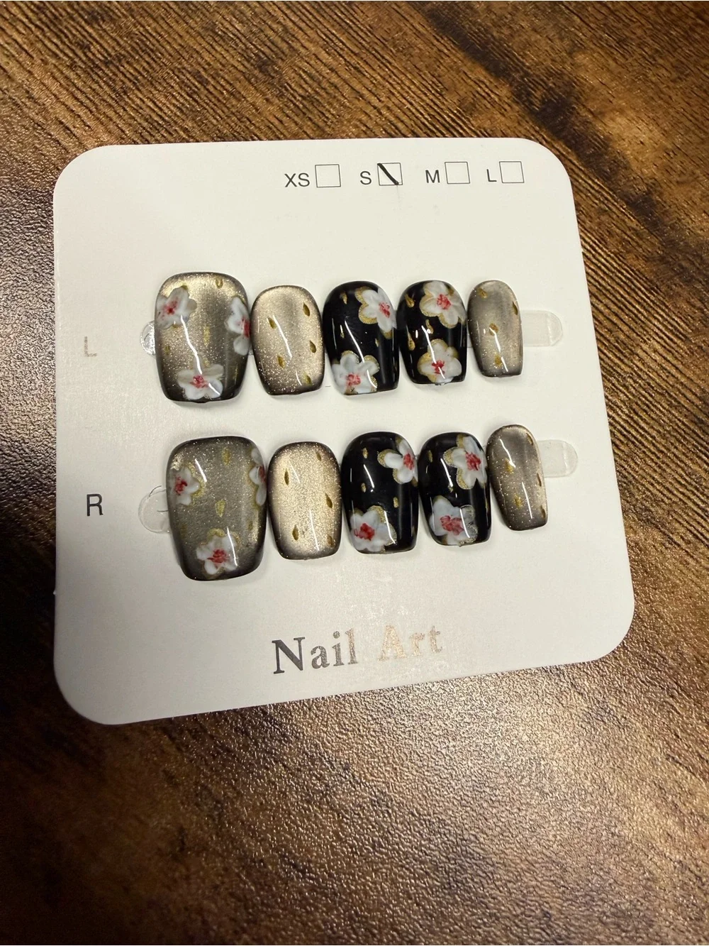 3pk Fall colors Bundle Press-On Nail Sets Black Small